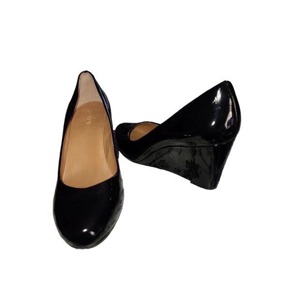 J.Crew Factory Sylvia Faux Patent Leather Wedges Heels # 95993 Womens Sz 9   sb3 - Picture 4 of 11